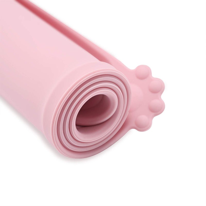 Juqiboom Silicone Waterproof Dog Cat Pet Feeding Mats, Non Slip, Easy Clean Pet Dog Cat Bowl Mats Placemat (24" x 16") Pink - Image 2